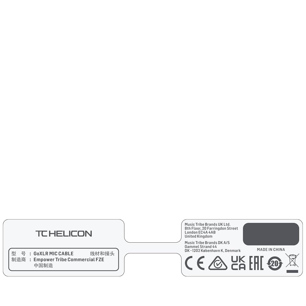 TC Helicon GoXLR MIC CABLE cavo XLR 3 m rame senza ossigeno