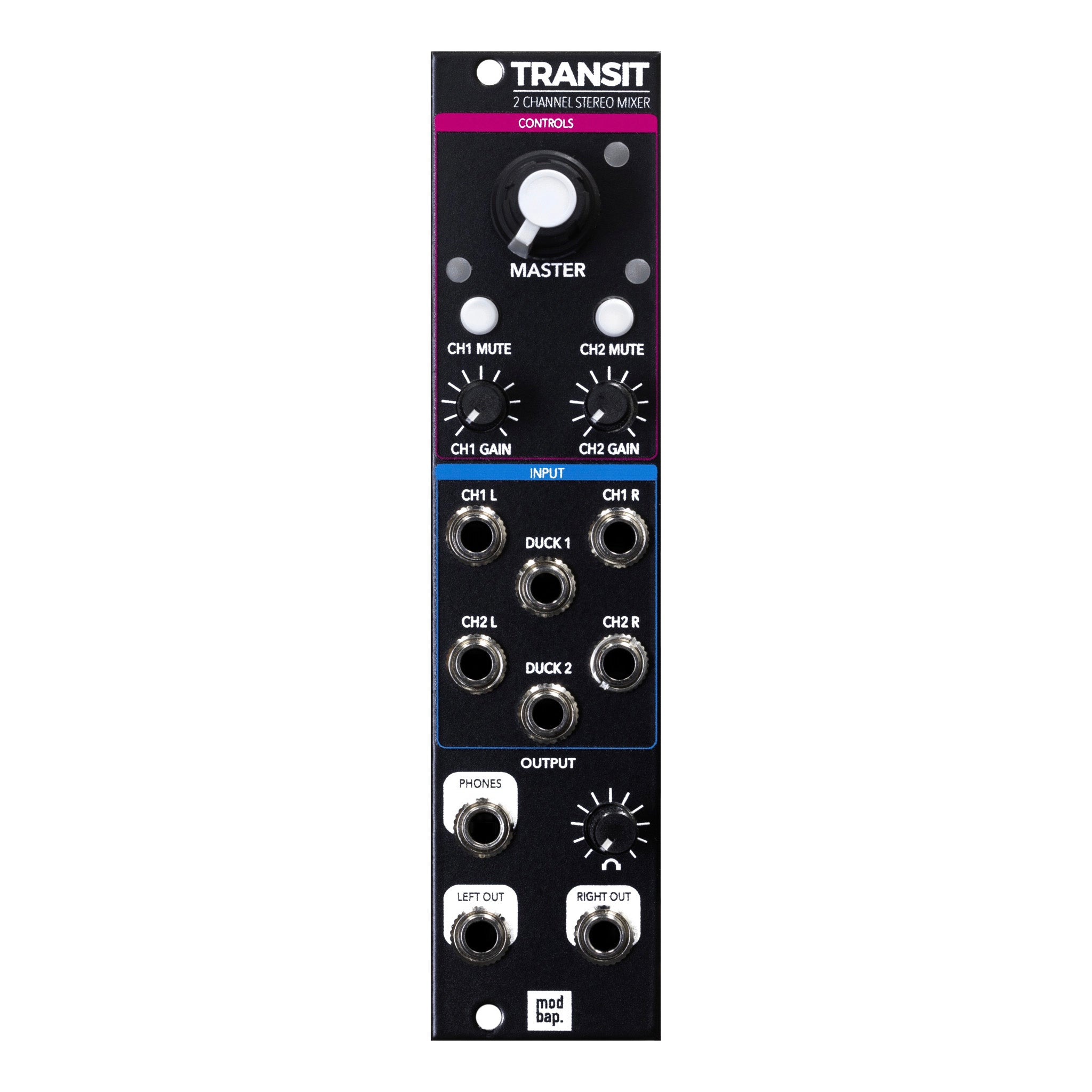 Modbap Modular Transit modulo mixer stereo 6HP analogico