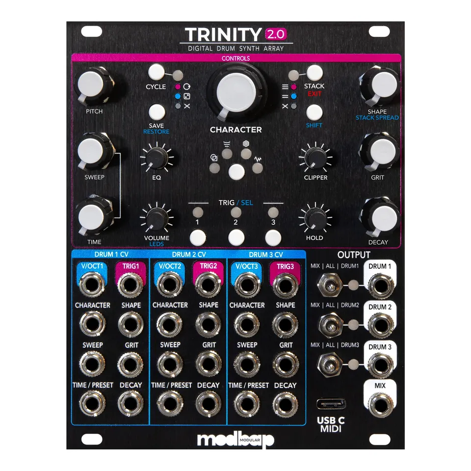 Modbap Trinity 2.0 modulo eurorack batteria 20HP digitale