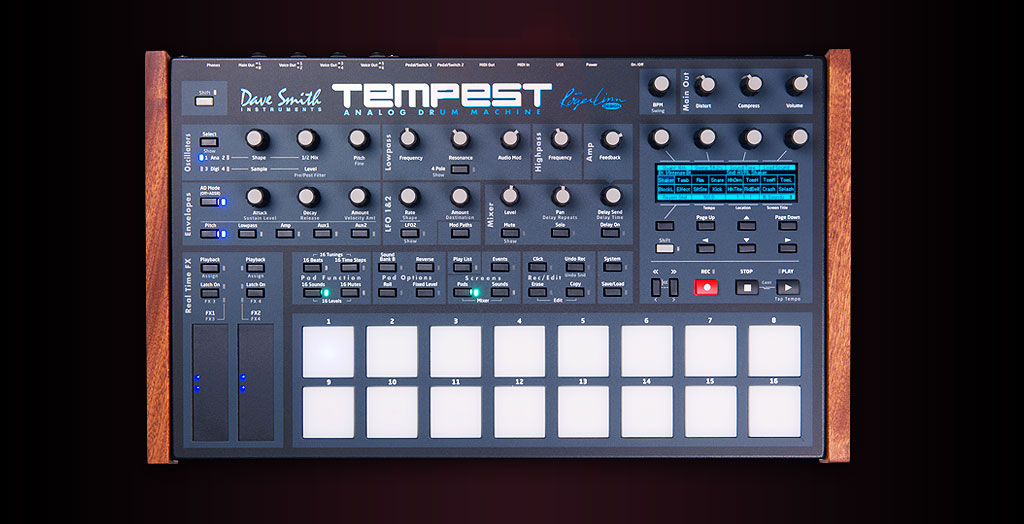 Sequential Tempest drum machine analogica performance
