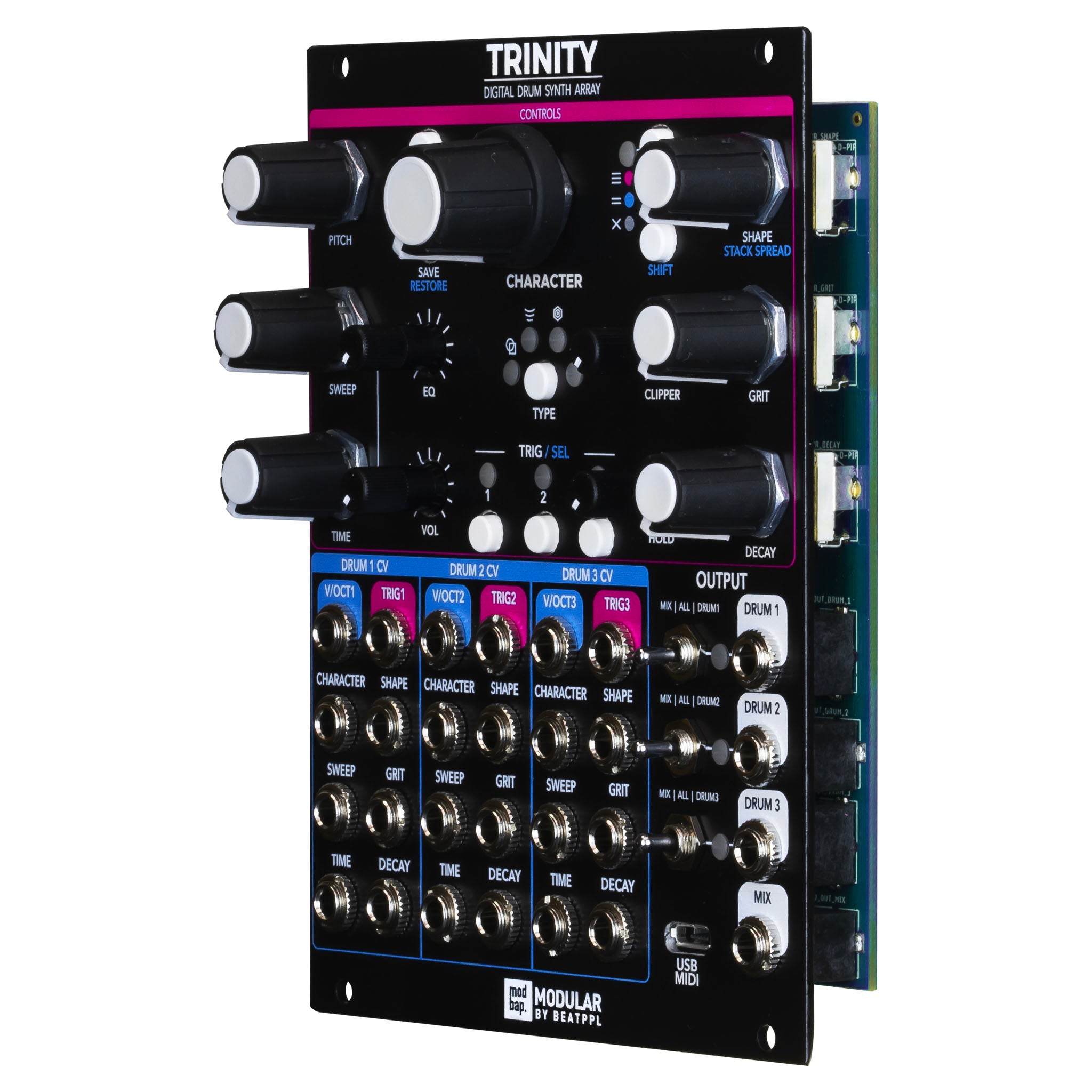 Modbap Modular Trinity modulo batteria eurorack OG micro USB