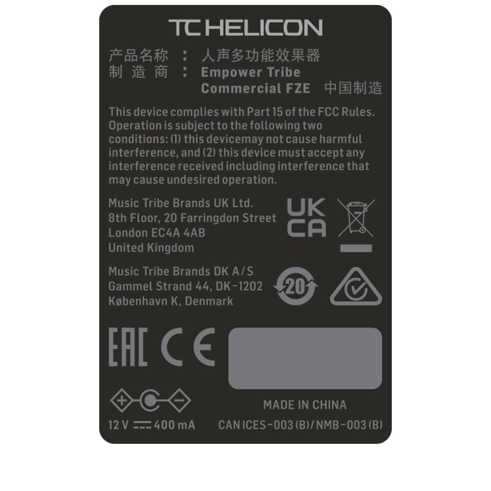 TC Helicon VoiceTone D1 pedale voce doubling a 8 stili