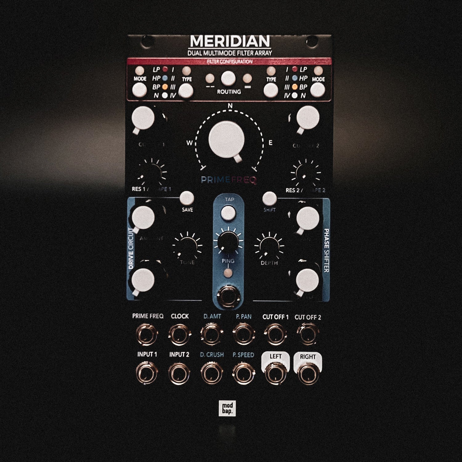 Modbap Meridian modulo eurorack stereo 14HP filtro doppio