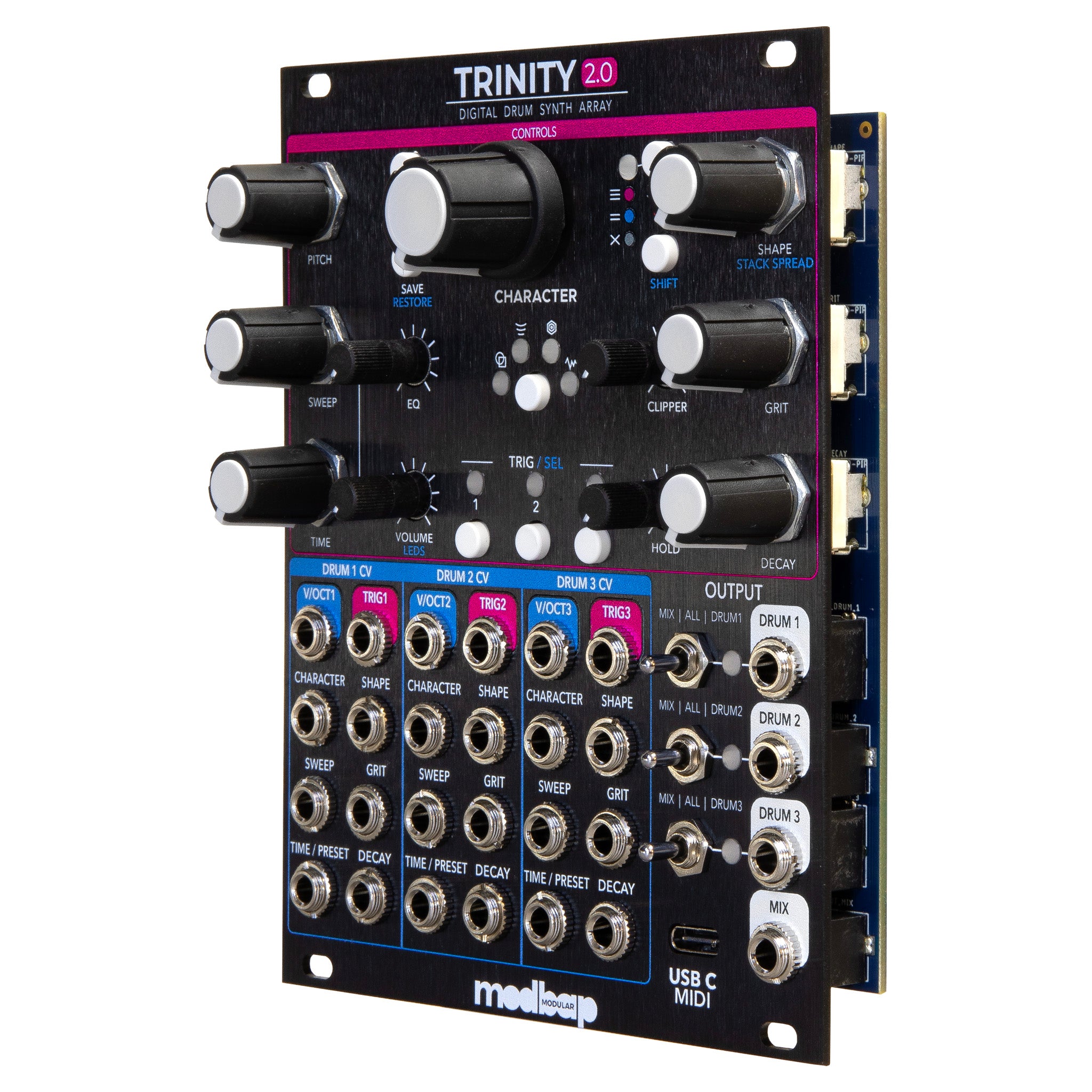 Modbap Trinity 2.0 modulo eurorack batteria 20HP digitale