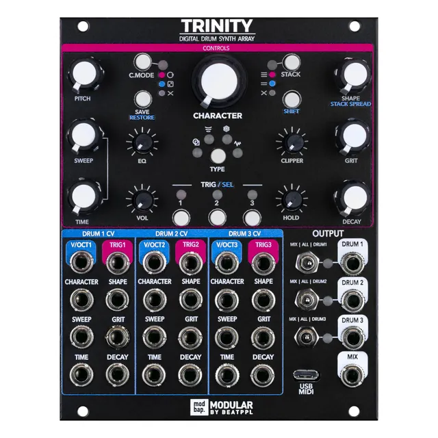 Modbap Modular Trinity modulo batteria eurorack OG micro USB